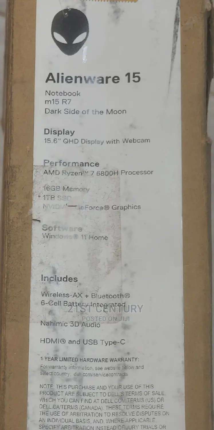 New Laptop Dell Alienware M15 R7 16GB AMD Ryzen 7 SSD 1T