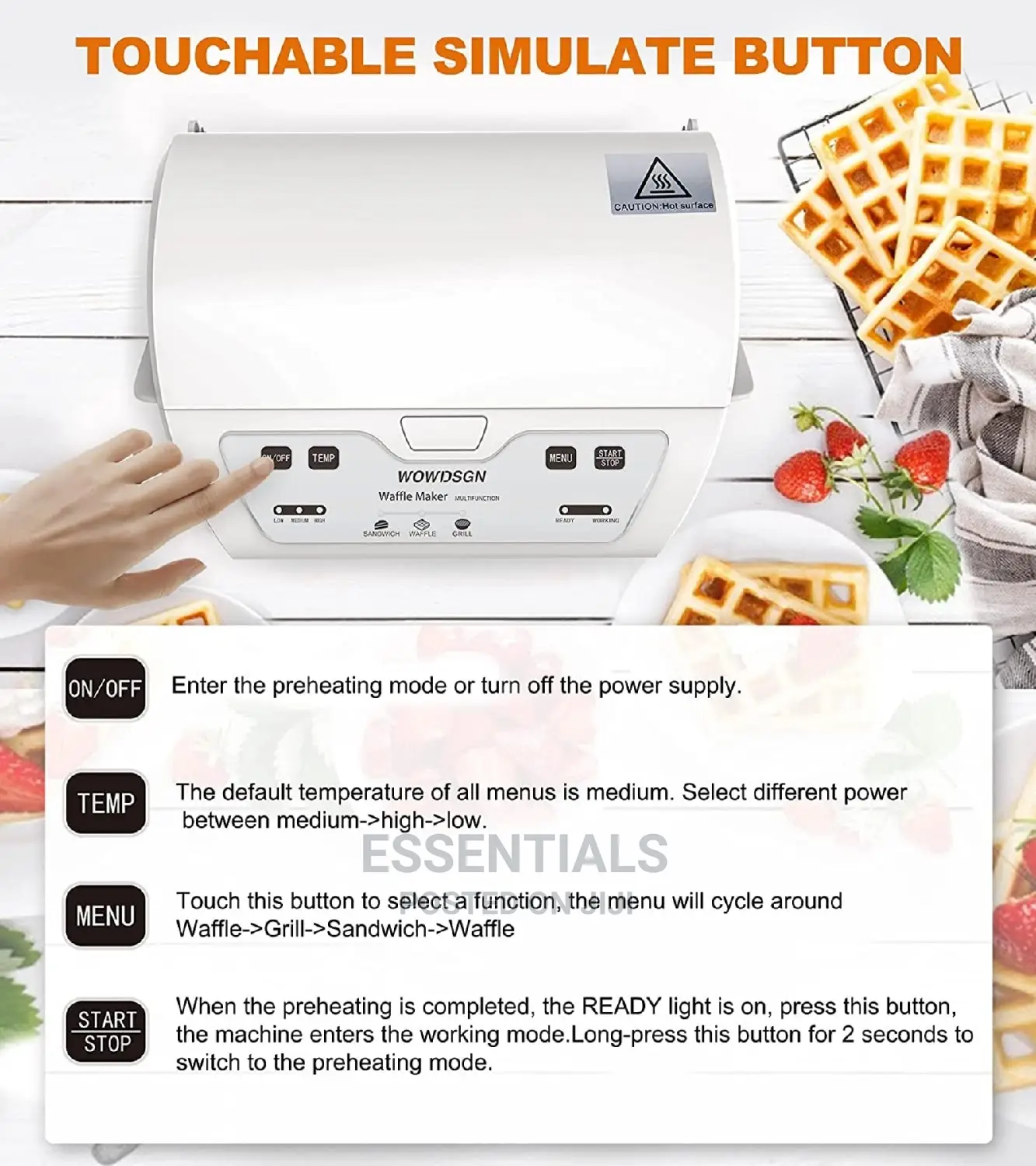 Wowdsgn Belgian Waffle Maker 3-in-1 Sandwich Maker