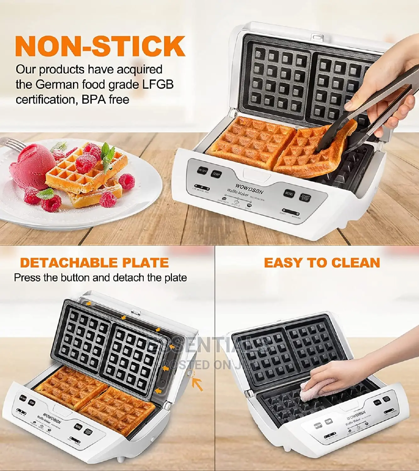Wowdsgn Belgian Waffle Maker 3-in-1 Sandwich Maker