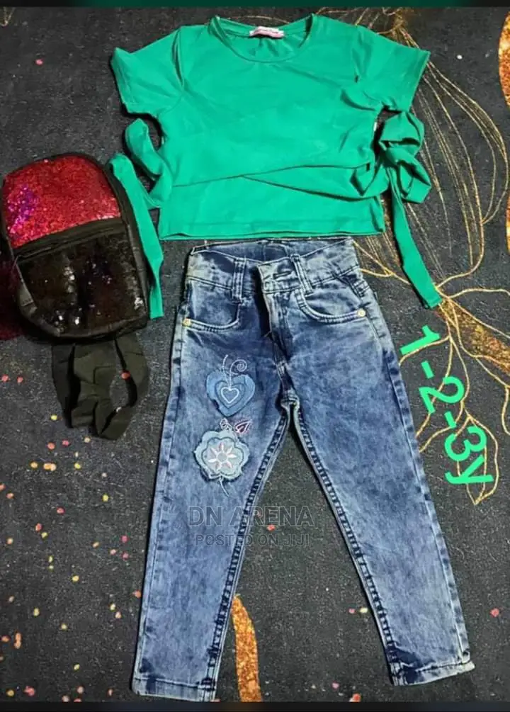 Kids Jeans Trousers With T Shirt