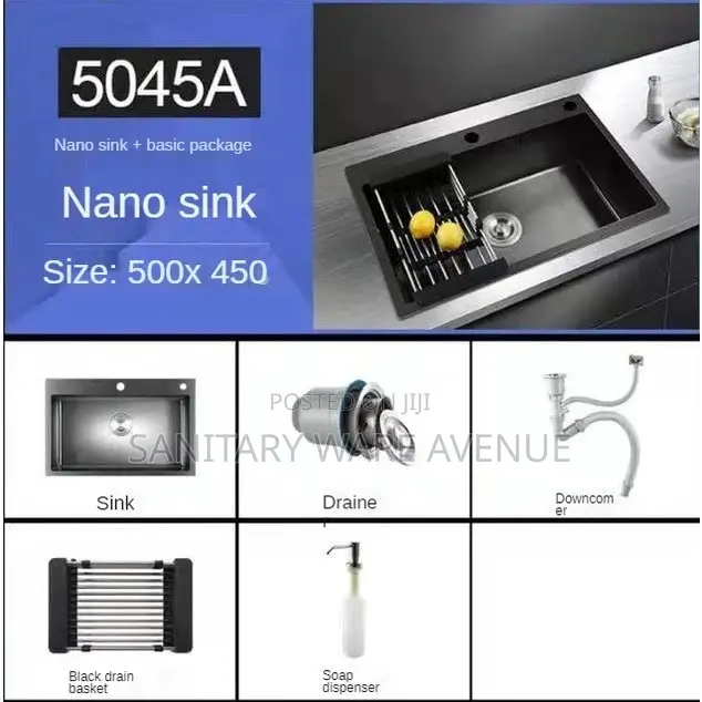 Black Worktop Sink - Cabinet Single Bowl - Kitchen Sink