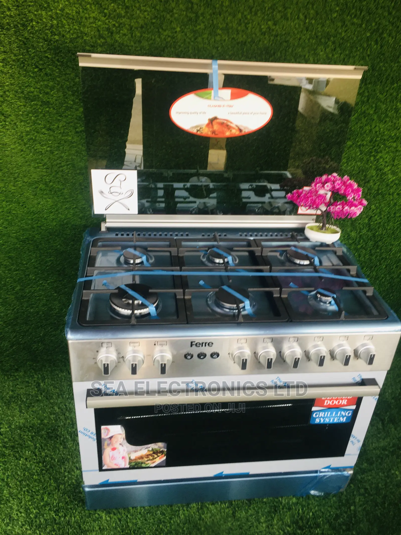 Easy Operation Ferre 6 Gas Cooker With Oven and Grill Black