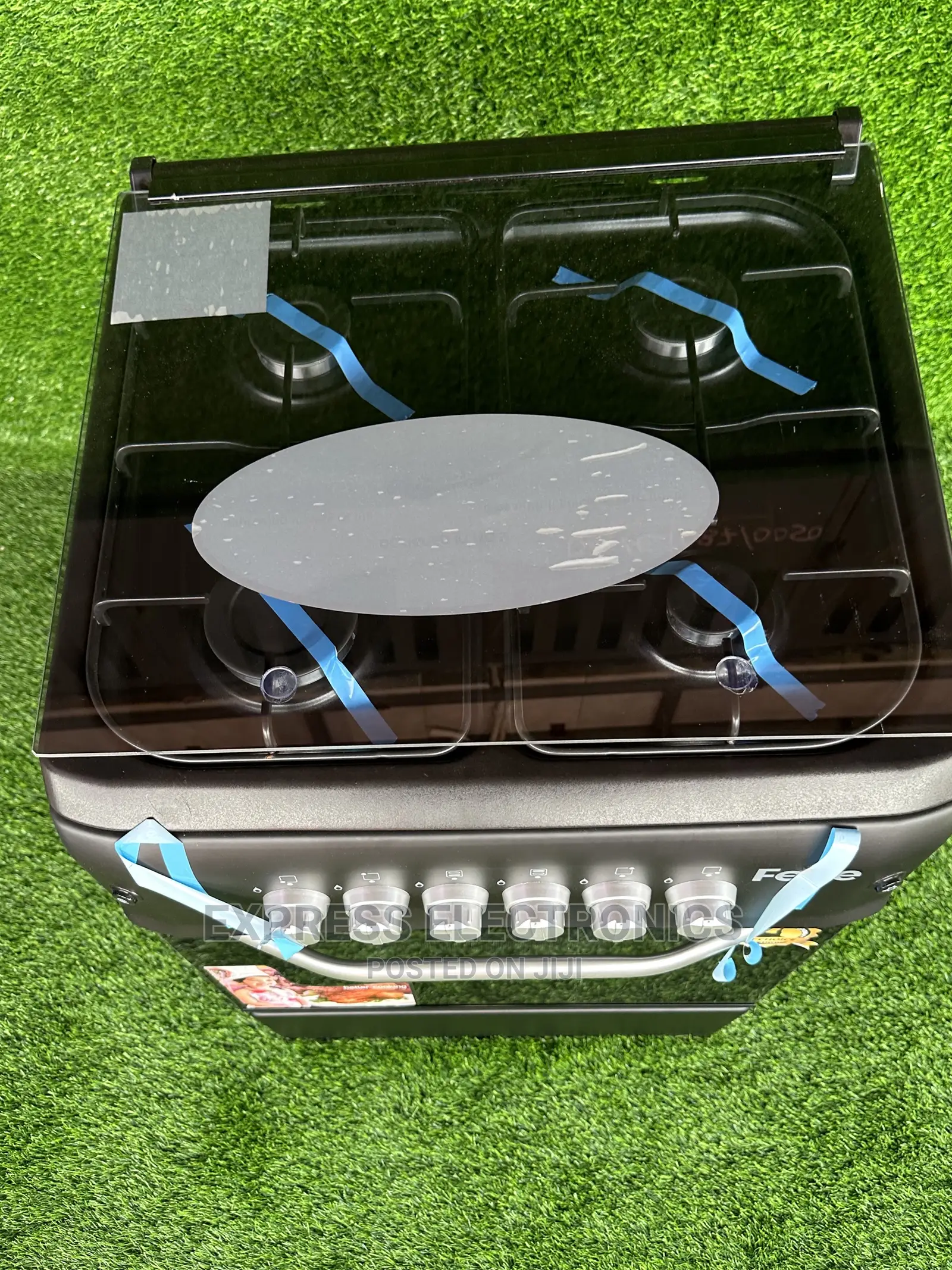 Smart Furnace Black 4BURNER Top Glass Lid Ferre Oven Stove