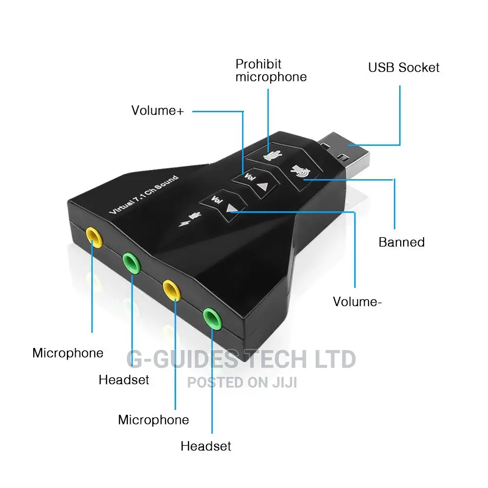 7.1 USB Sound Card Double Earphone MIC Audio Adapter