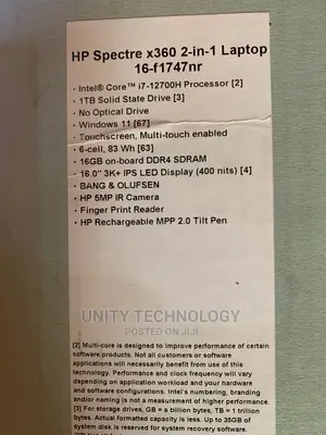 New Laptop HP Spectre X360 16GB Intel Core I7 SSD 1T