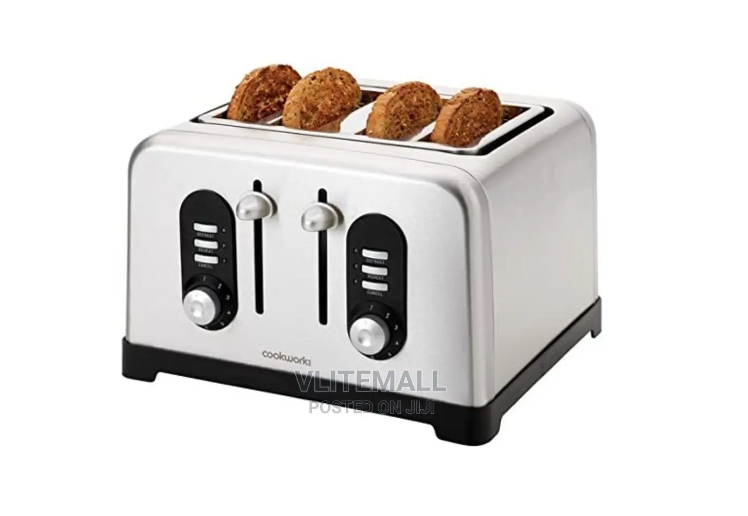 Cookworks 4 Slice Toaster - Brushed Stainless Steel