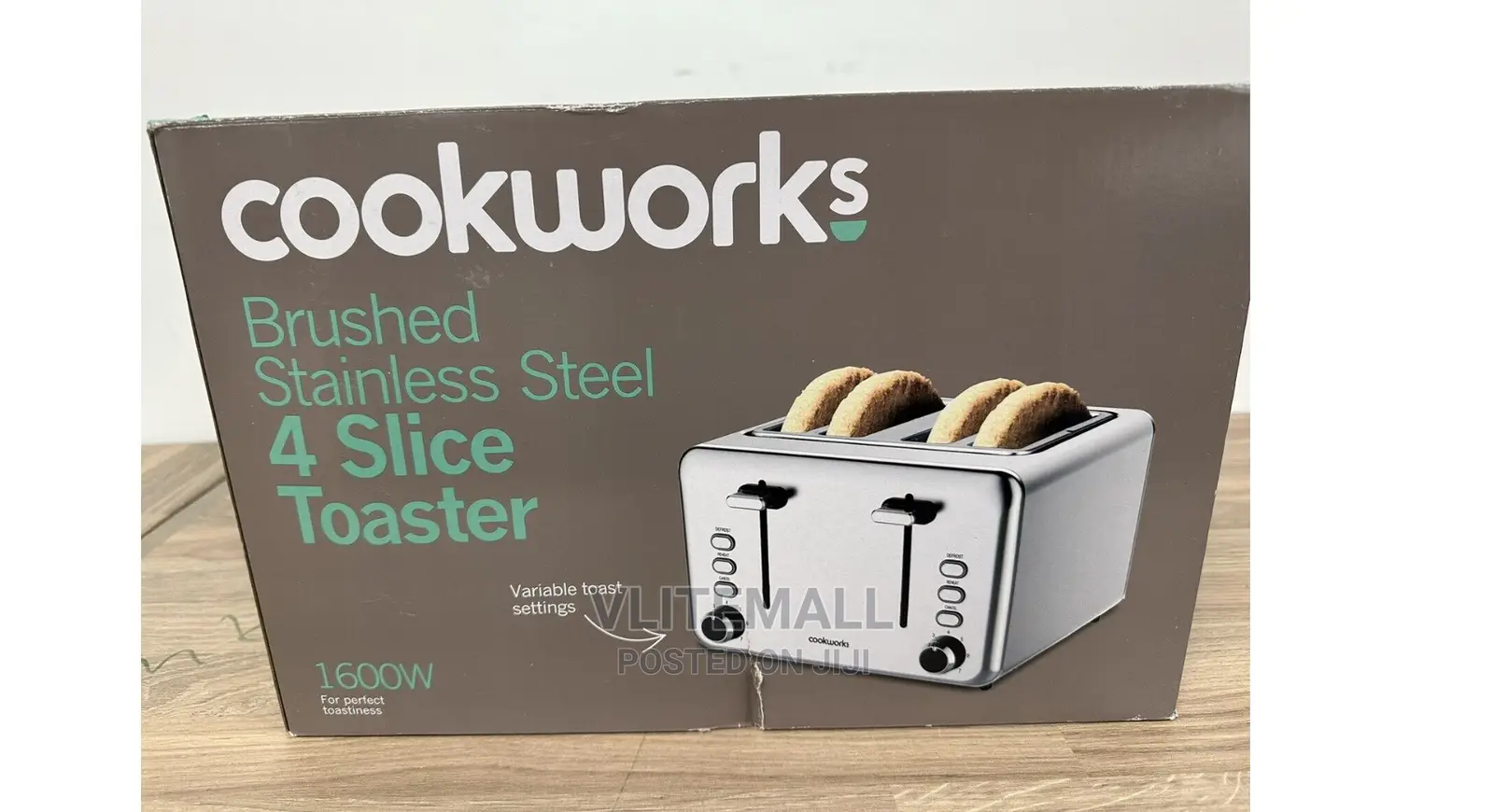Cookworks 4 Slice Toaster - Brushed Stainless Steel