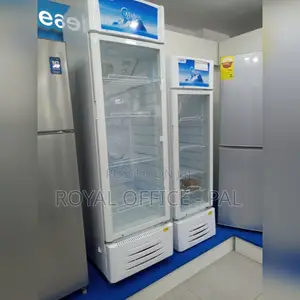White 400 Midea Glass Display Fridge Standing