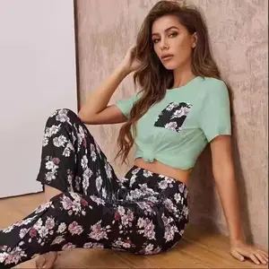 Ladies 2pcs Cotton Pajamas