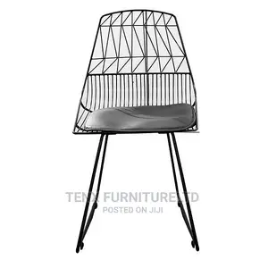 Chair Metal With Black Pu Leather Seater