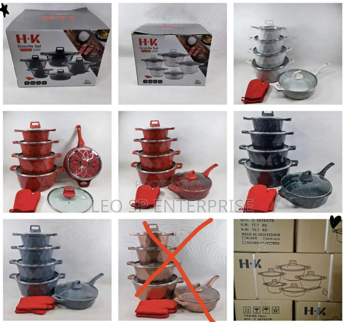 Hk 12 Pieces Granite Cookware Set