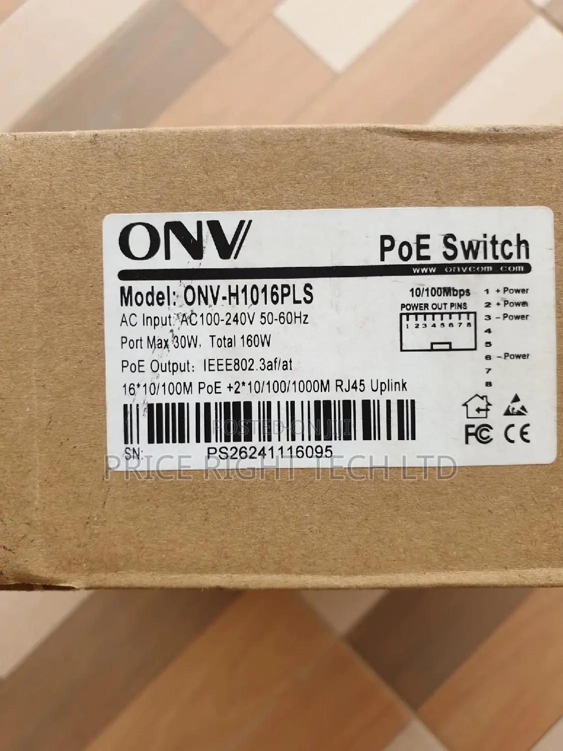 Brand New Onv-H1016pl Gigabit Uplink Poe Switch 16 Port