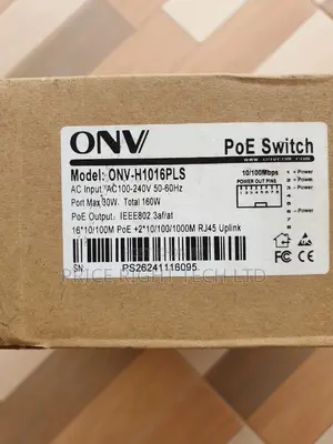 Brand New Onv-H1016pl Gigabit Uplink Poe Switch 16 Port