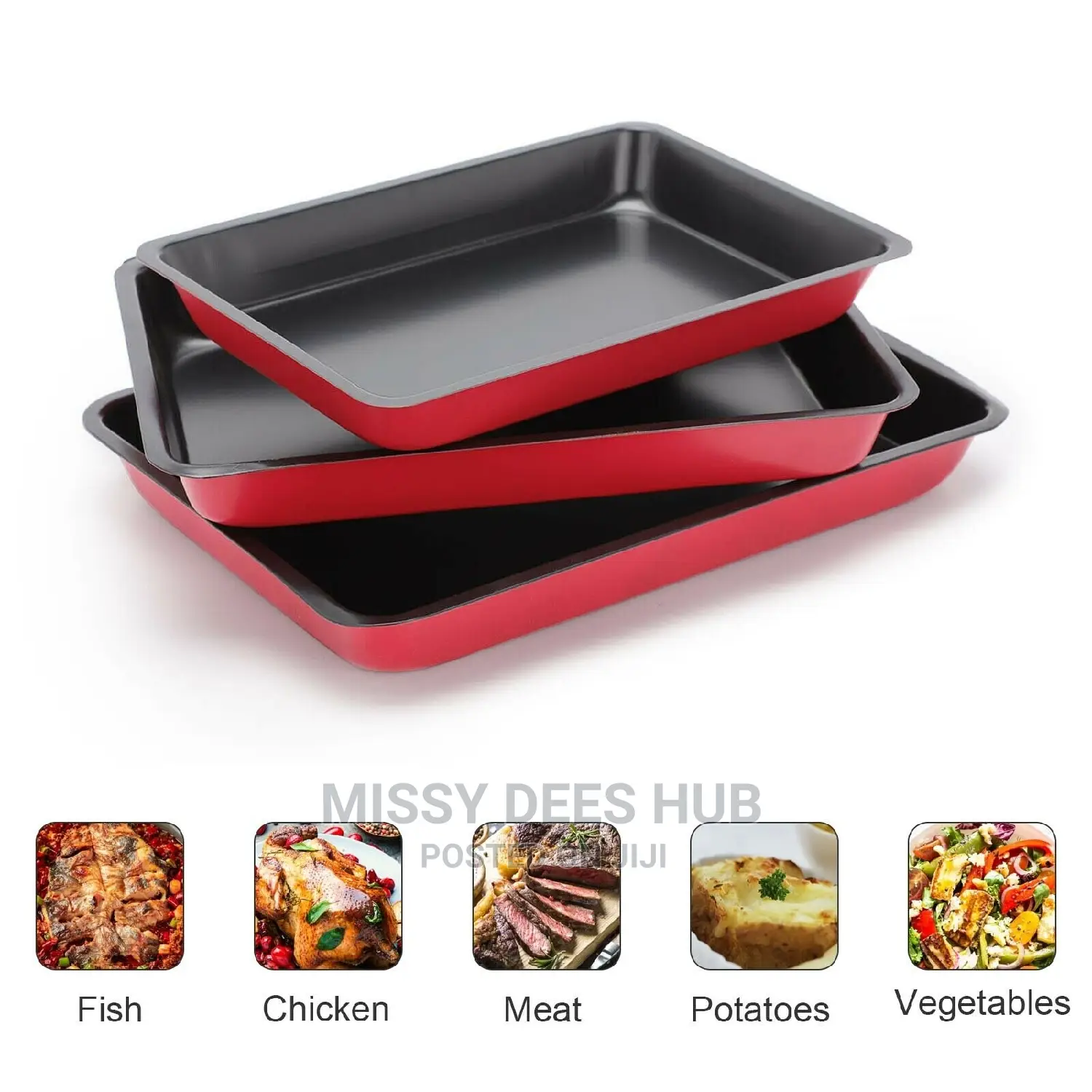3pc Baking Roasting Tray Set