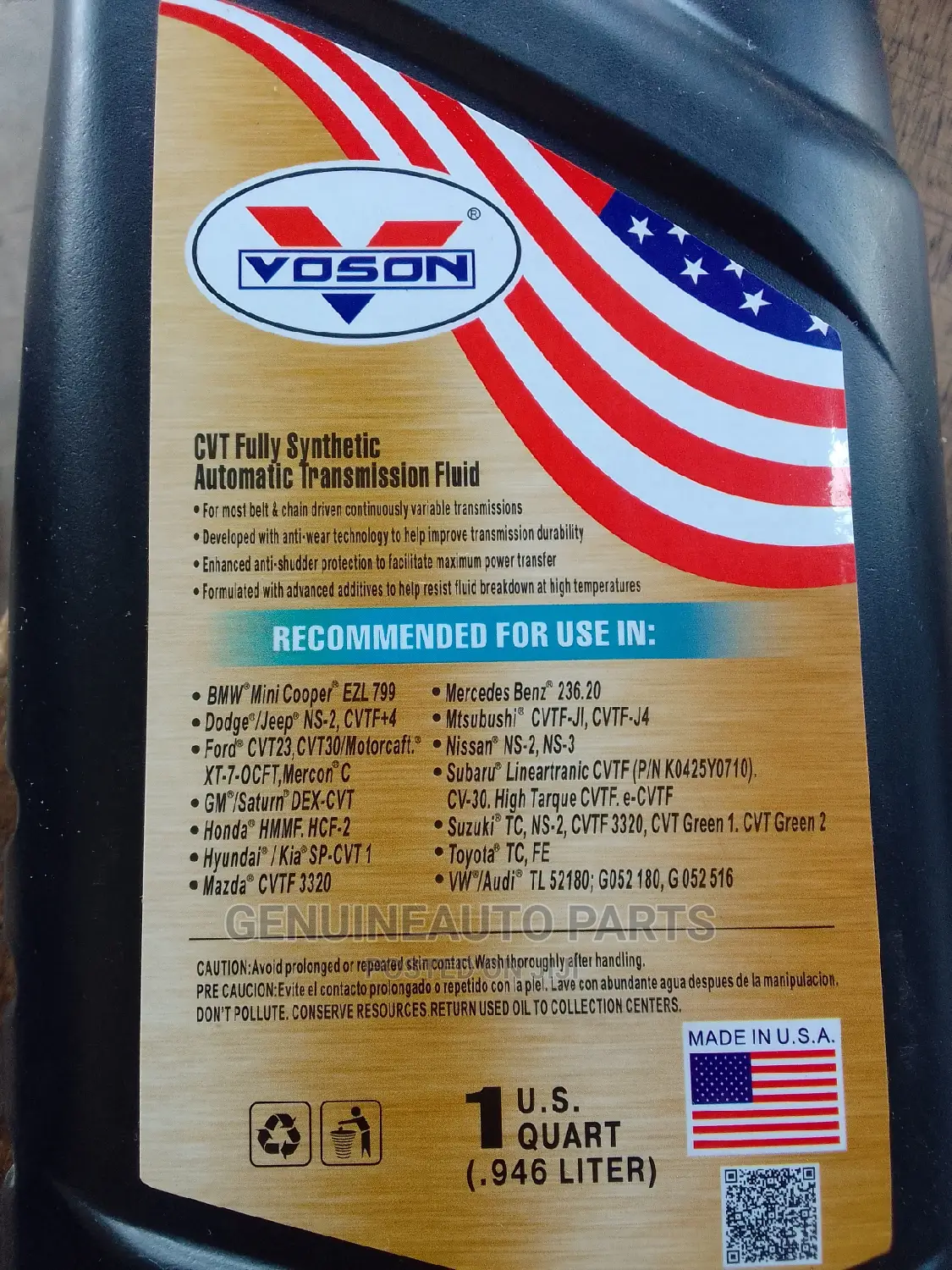 Voson Fully Synthetic Cvt Continuously Variable Fluid