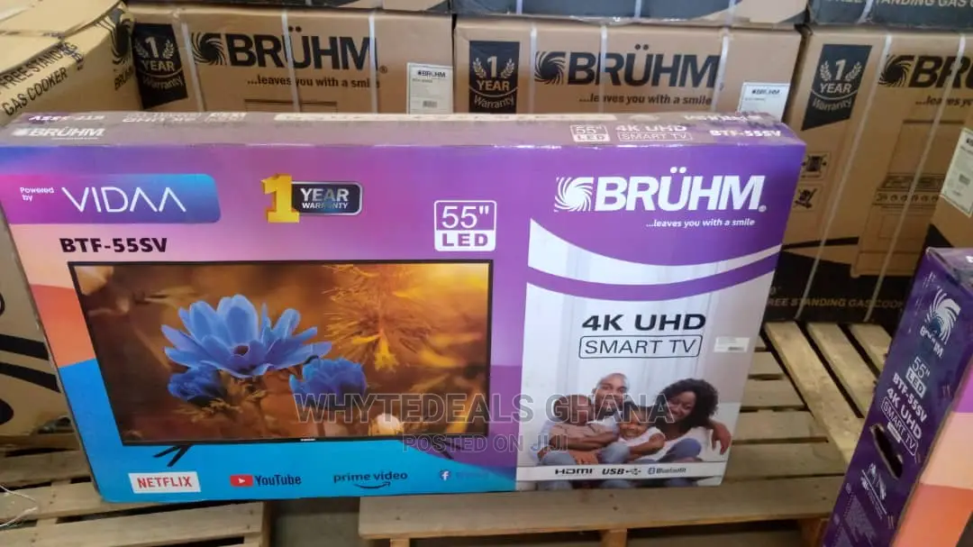 55'' Smart Uhd 4K Bruhm Satellite LED TV Free Wall Mount