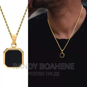 Vnox Gold Square Pendant Necklace
