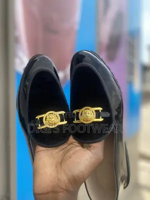 Black Silk and Suede Versace Shoe