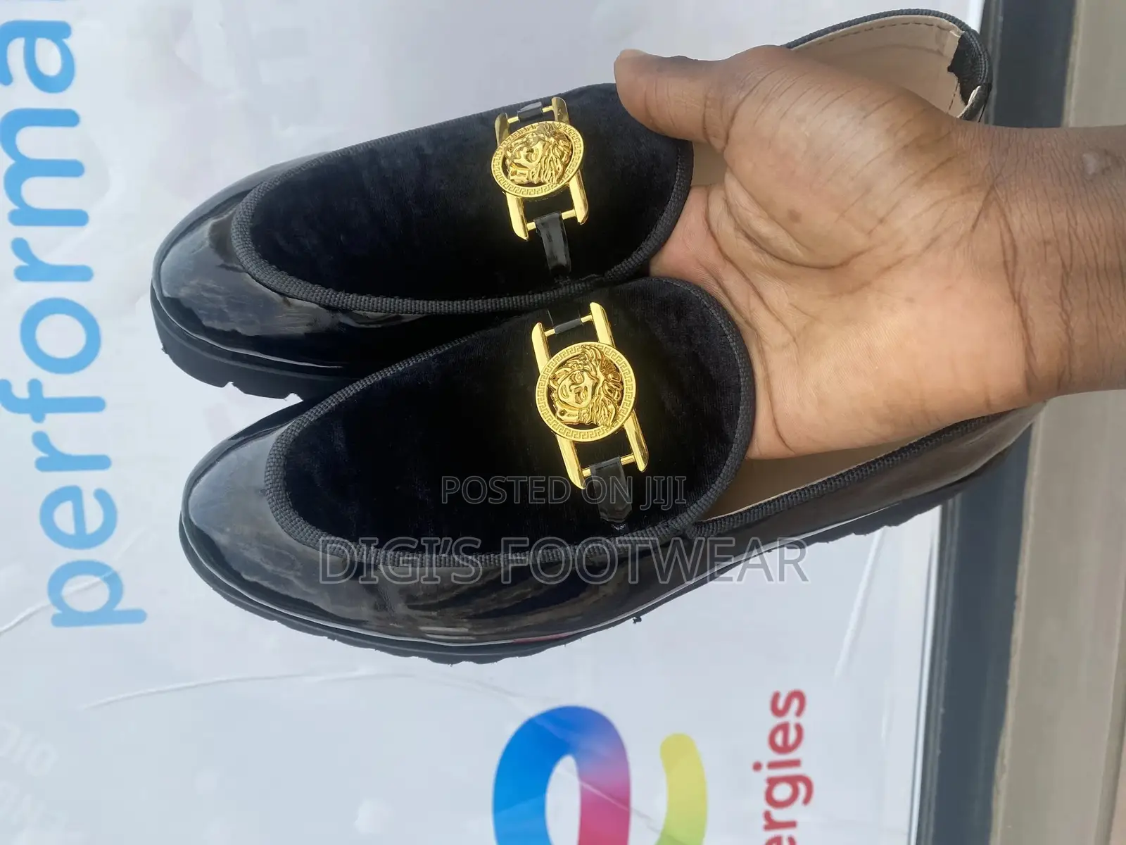 Black Silk and Suede Versace Shoe