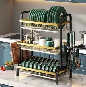 3-Tier Dish Rack - Gold