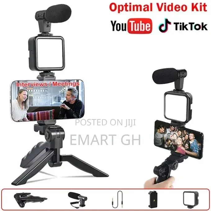 Phone Vlog Video Kit With Adjustable Tripod/ Stabilizer