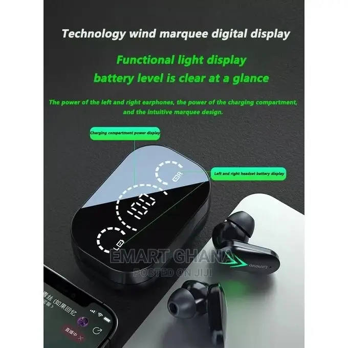 Lenovo XT82 Bluetooth 5.1 Headset 300mah - Black