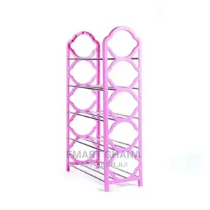 5 Tier Shoe Rack - Pink/Silver