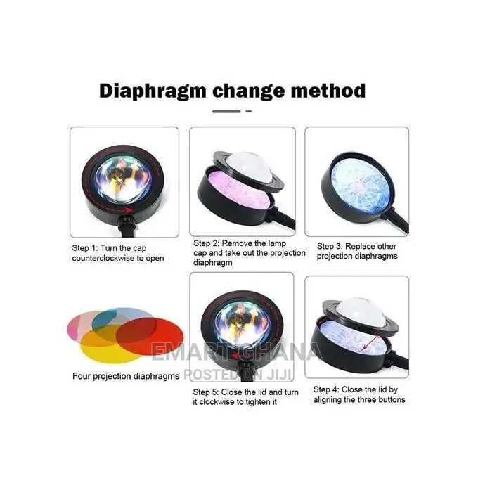 USB Sunset Lamp With 4PCS Different Colors Films 360 Degree