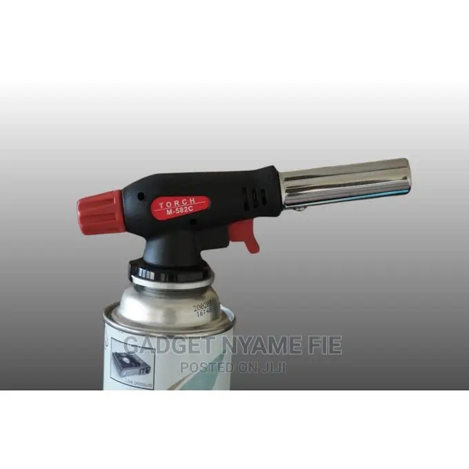 Fire Flame Gun Torch + 2 Butane Gas Automatic Ignition Black