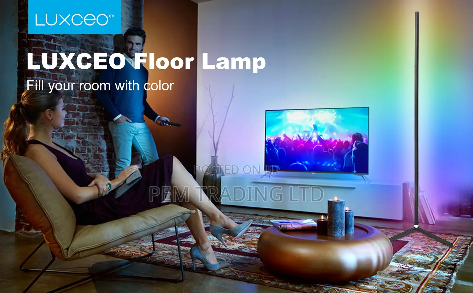 L Shape RGB Led Tube Light Floor Lamp