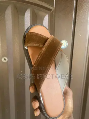 Brown Crossed Suede Slippers