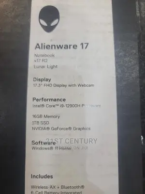 New Laptop Dell Alienware X17 R2 16GB Intel Core i9 SSD 1T