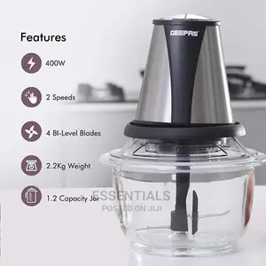 Geepas 400W Mini Food Processor | 1.2L Glass Jar Bowl