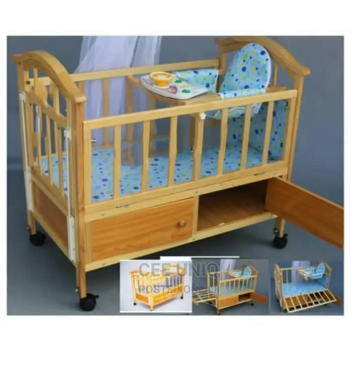 2 in 1 Baby Wooden Cot
