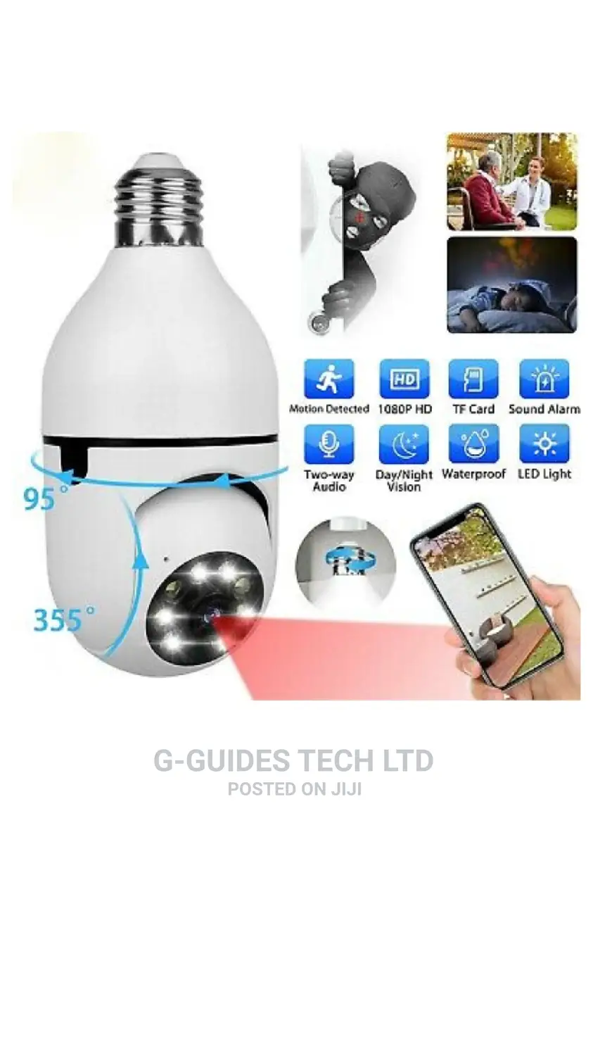 360° Wifi Bulb Camera, 360° Wifi Smart PTZ Bulb Camera