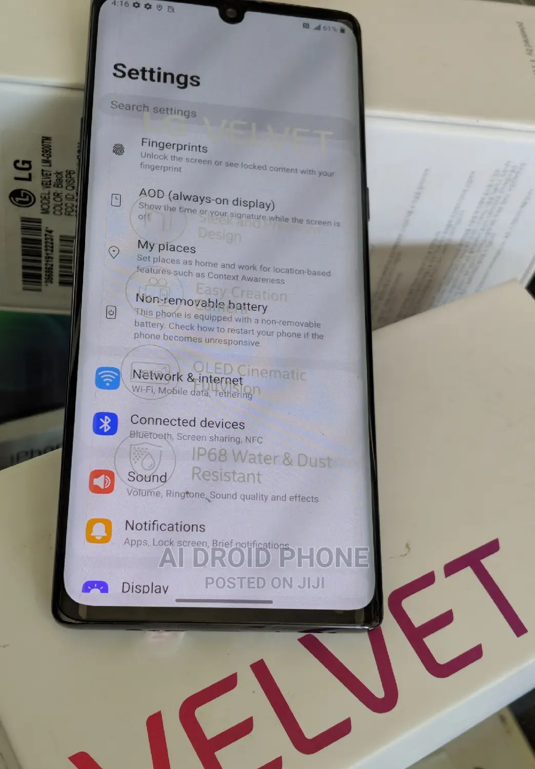 New LG Velvet 5G 128 GB Black