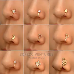 Diamond Inlaid Hole-Free Piercing Nose Ring