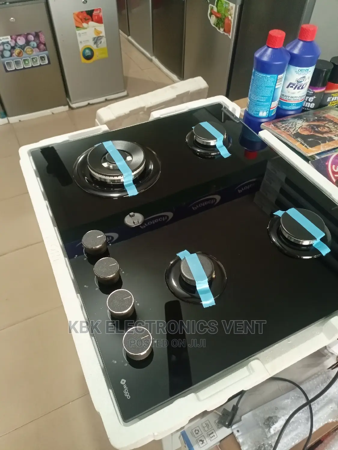 Wiggo 60*50 4burner Black Inbuilt Hob