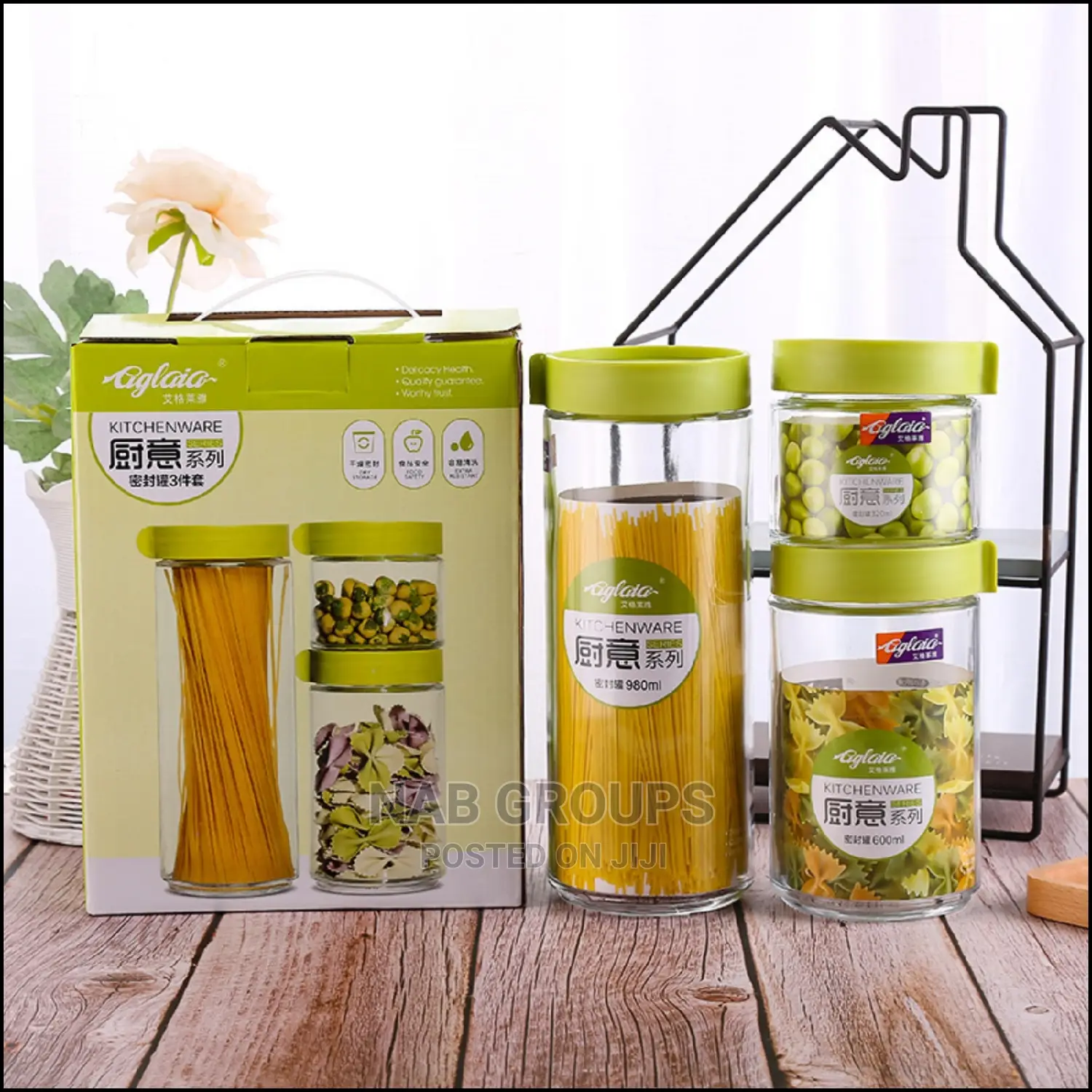 3pcs Glass Storage Jars