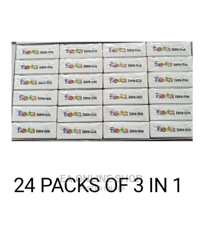 Fiesta Condoms Extra Thin Box - 24 Packs of 3 in 1
