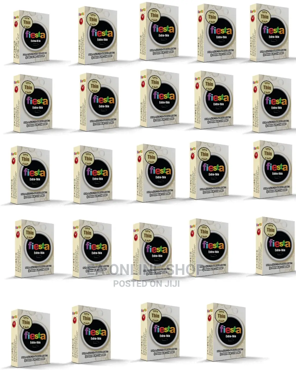 Fiesta Condoms Extra Thin Box - 24 Packs of 3 in 1