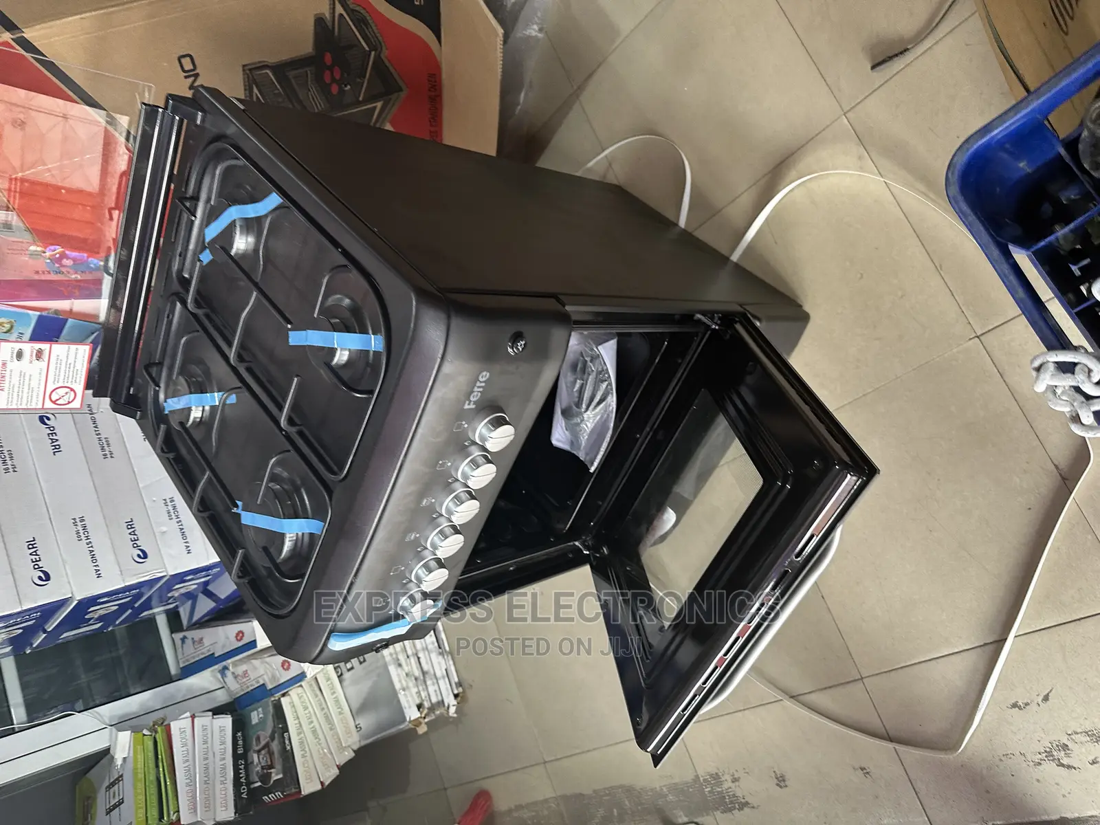 Glass Lid Rotisserie Grill Cooker Gas Stove 4b 55-50 Black
