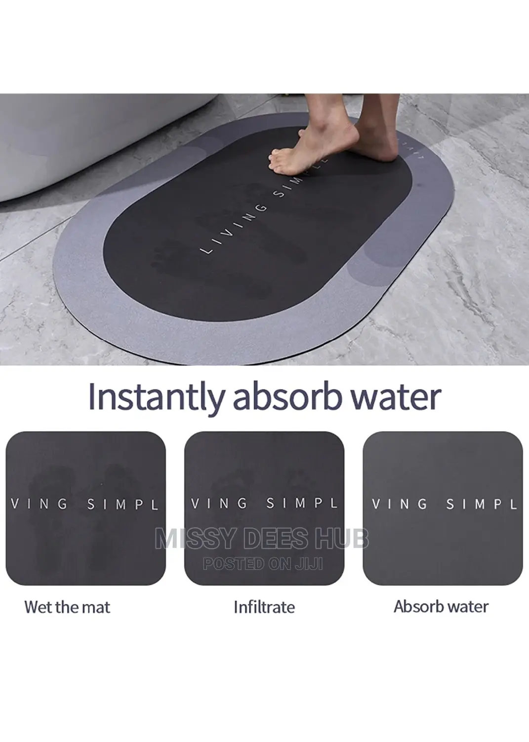 Super Absorbent Bathroom Mat - Medium Sized