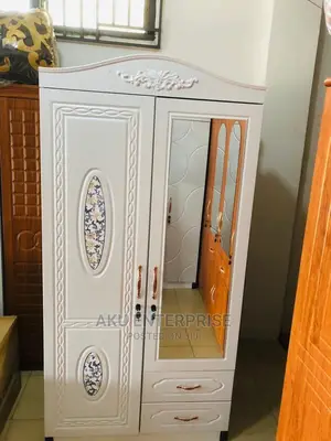 2 in 1 White Wood Wardrobe With Drawers and Lockers