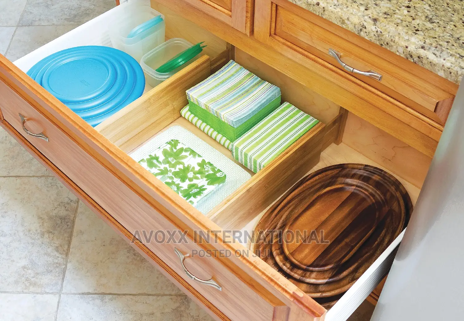 Bamboo Wood Fit Adjustable Kitchen Drawer Dividers, 4 Sets