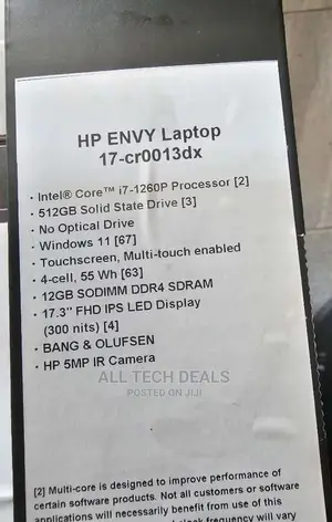 New Laptop HP Envy 17 16GB Intel Core I7 SSD 512GB