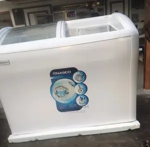 Nasco 400L Display Freezer White Templed Glass Door