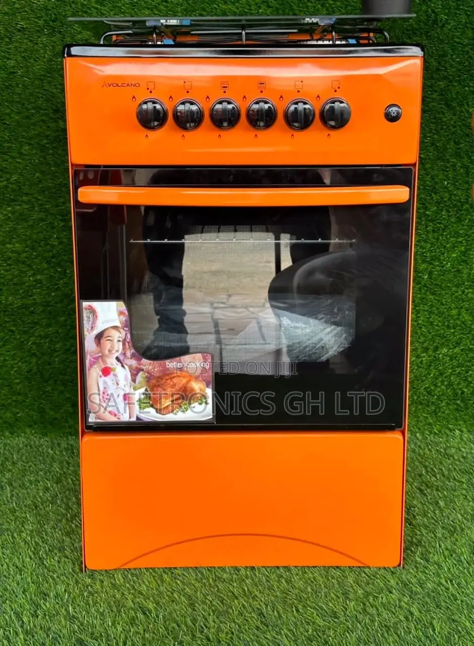 4 Gas Burner With Oven and Grill 50×50 Volcano Orange
