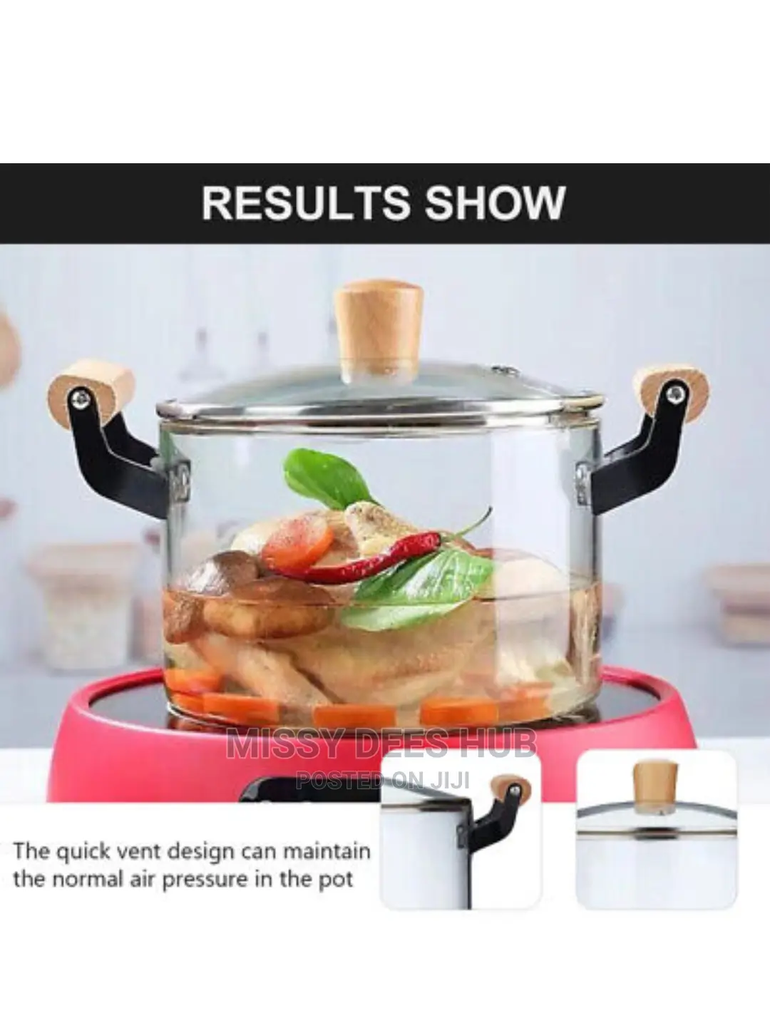 2.5L Transparent Glass Cooking Pot