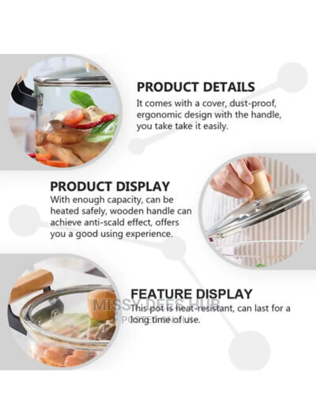 2.5L Transparent Glass Cooking Pot